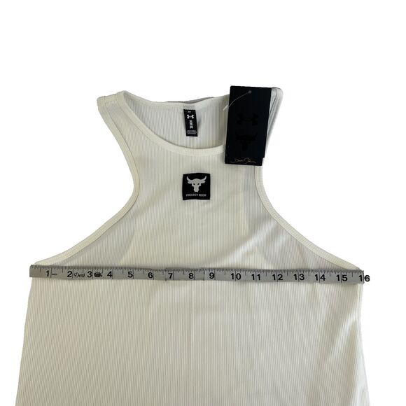 New Women’s Under Armour Project Rock Off White Rib Tank Top Sz XL NWT - Picture 6 of 8